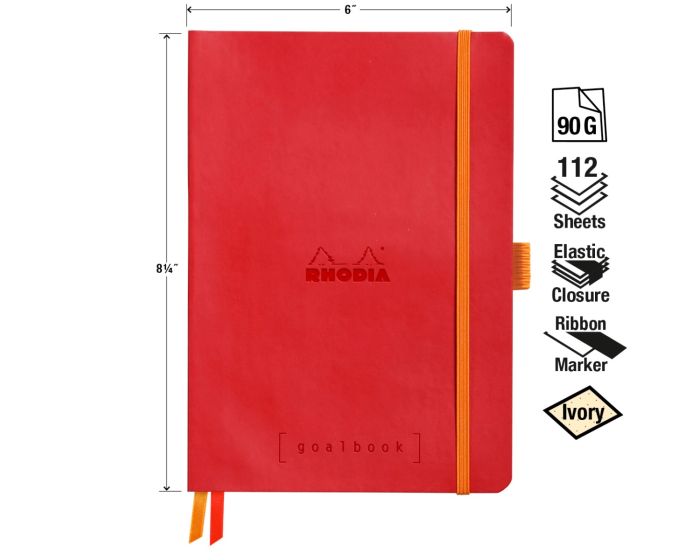 Rhodia Goalbooks Softcover Dot Grid Ivory Paper - Poppy