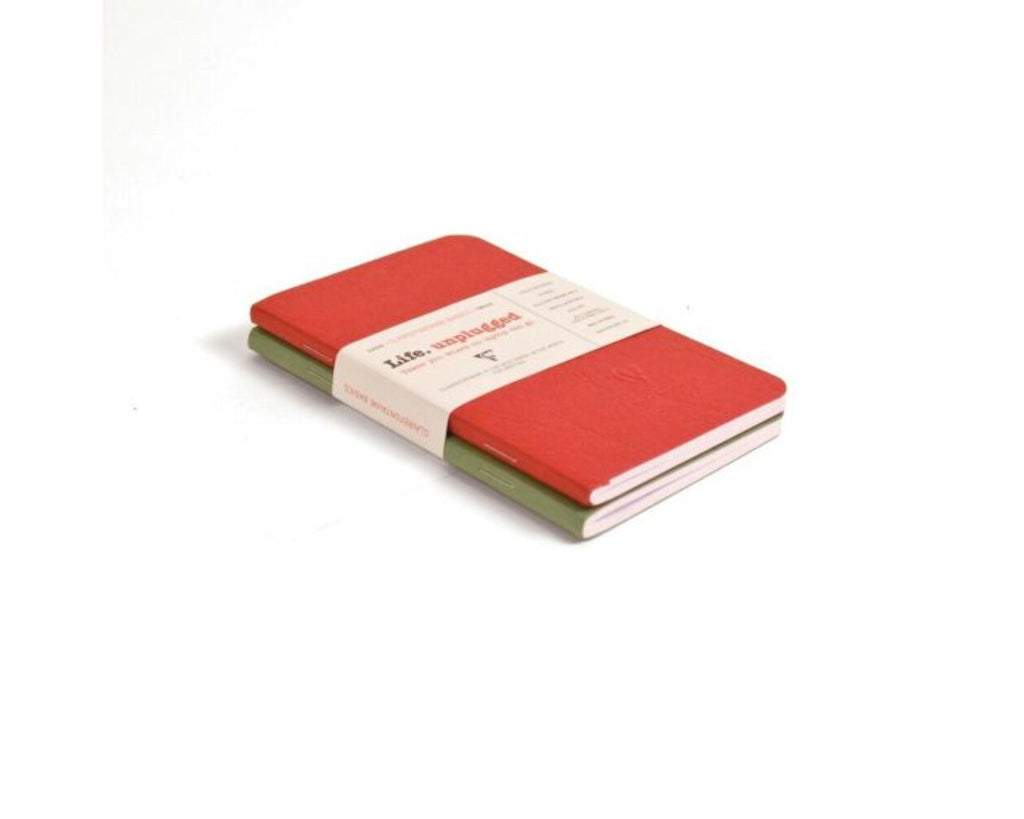 Clairefontaine Life Unplugged - Duo Staplebound Notebooks - Lined - 3 1/2 x 5 1/2" - Red/Green