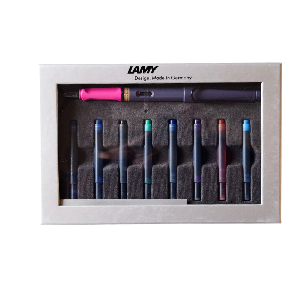 LAMY SAFARI PINK CLIFF Fountain pen Cartridge gift Set- Fine and Medium Nib