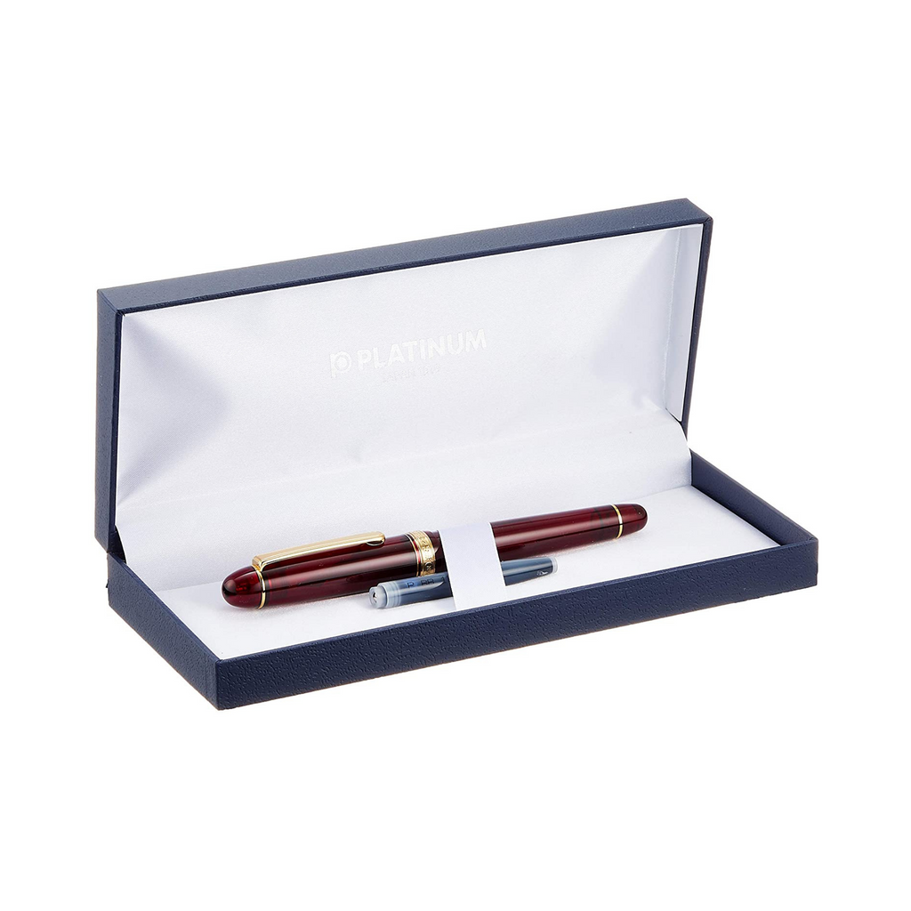 Pick Pen Co. Fountain Pen Pencil Set - Burgundy Marble, Full Size, Flexible  #6 Nib (Excellent in Box, Restored)